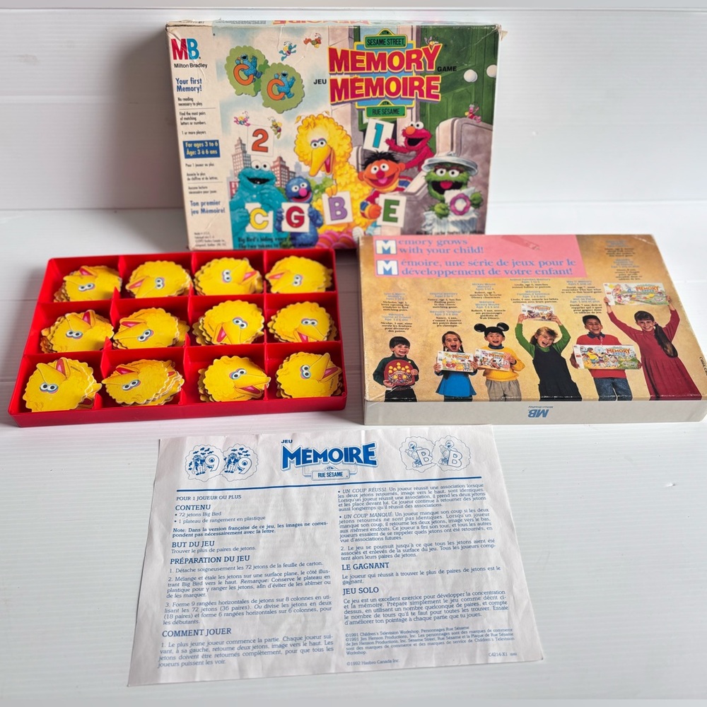 Vintage Sesame Street Memory Game Milton Bradley 1991